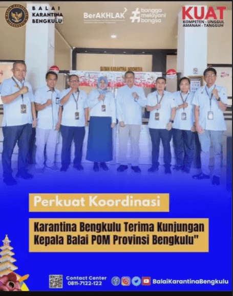 Perkuat Koordinasi, Karantina Bengkulu Terima Kunjungan Kepala Balai POM Provinsi Bengkulu