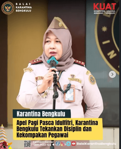 Apel Pagi Pasca Idulfitri, Karantina Bengkulu Tekankan Disiplin dan Kekompakan Pegawai