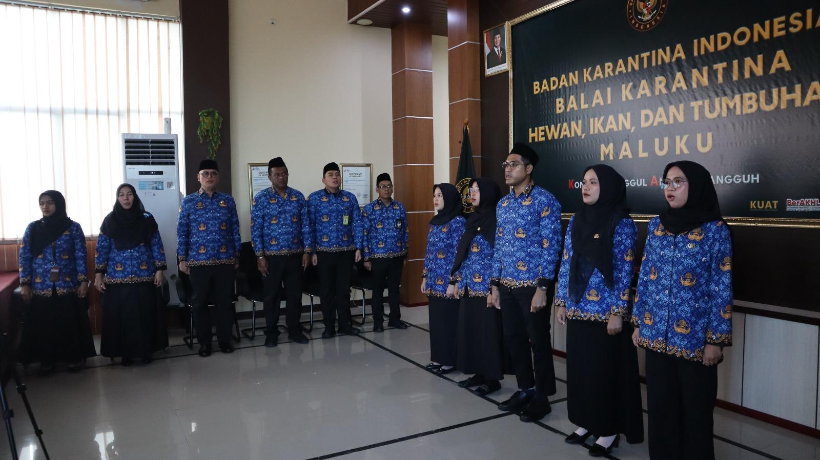 Pelantikan 11 Orang PNS Karantina Maluku, Sekretaris Utama Barantin Tekankan Pentingnya Menjaga Integritas