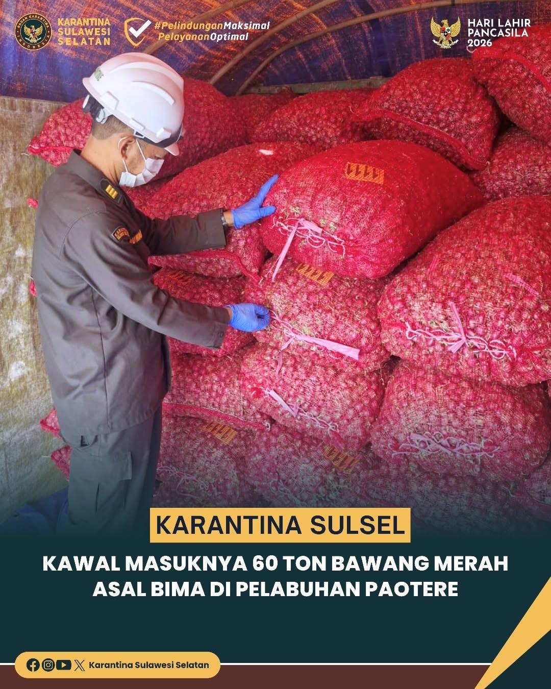Karantina Sulsel Kawal Masuknya 60 Ton Bawang Merah Asal Bima di Pelabuhan Paotere