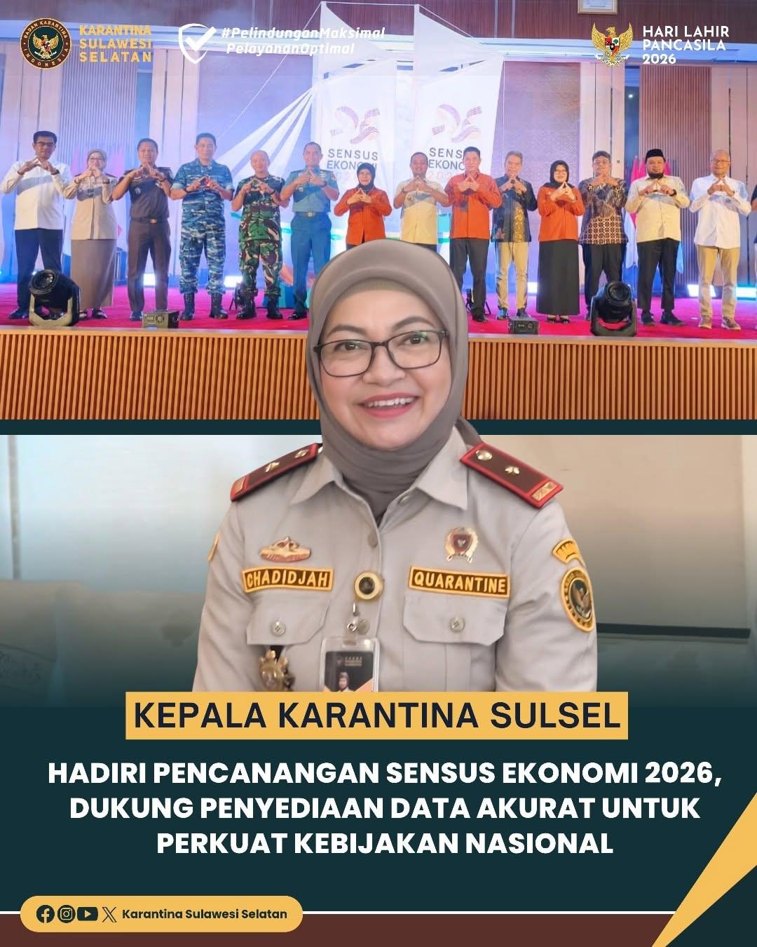 Kepala Karantina Sulsel Hadiri Pencanangan Sensus Ekonomi 2026, Dukung Penyediaan Data Akurat untuk Perkuat Kebijakan Nasional