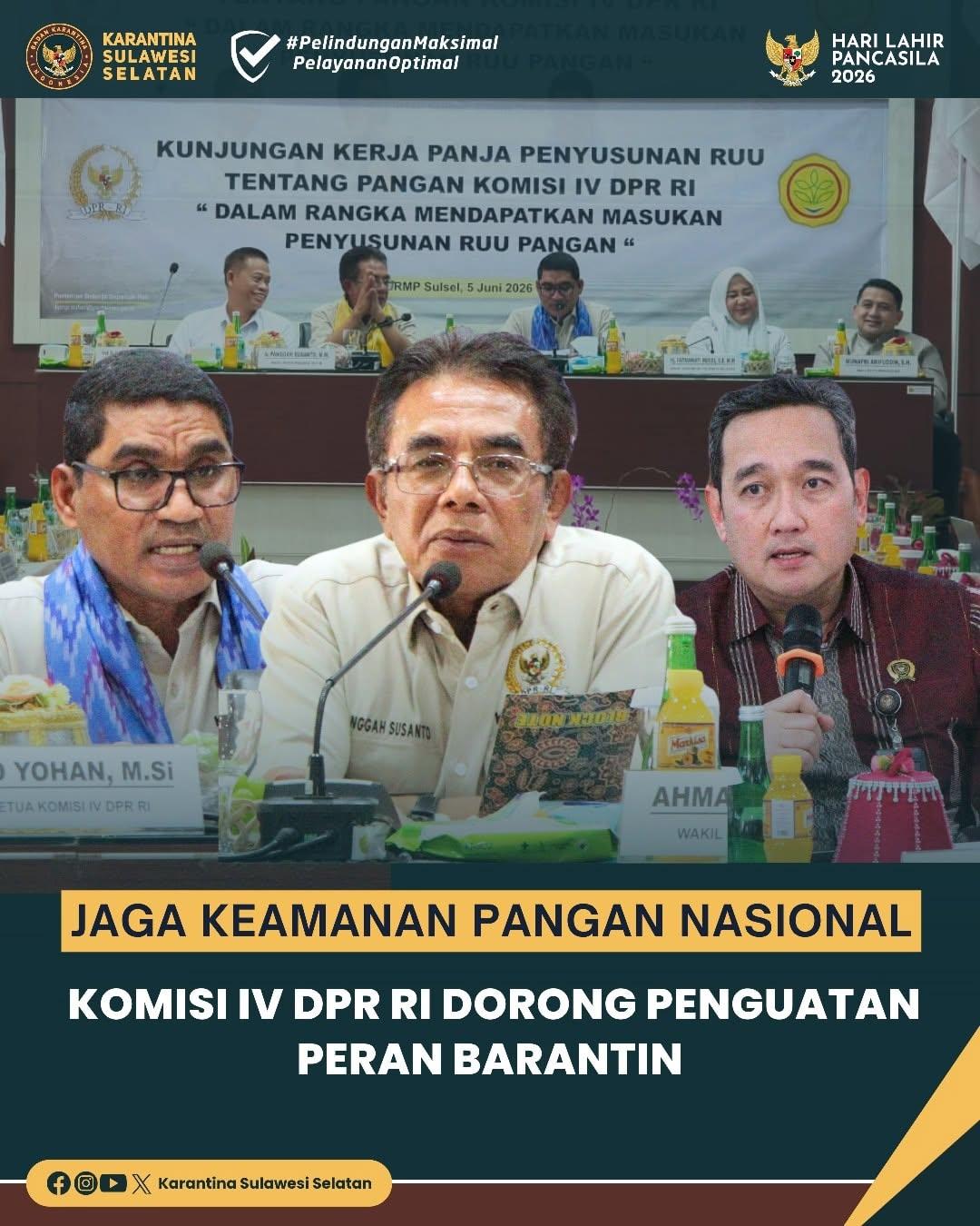 Jaga Keamanan Pangan Nasional, Komisi IV DPR RI Dorong Penguatan Peran Barantin