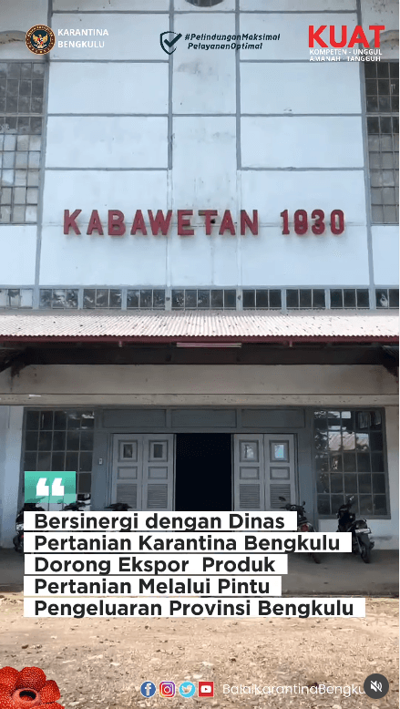 Bersinergi dengan Dinas Pertanian Karantina Bengkulu Dorong Ekspor Produk Pertanian Melalui Pintu Pengeluaran Provinsi Bengkulu