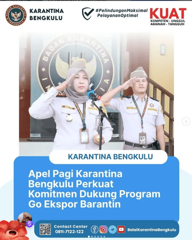 Apel Pagi Karantina Bengkulu Perkuat Komitmen Dukung Program Go Ekspor Barantin