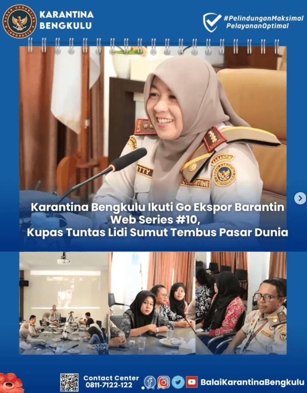 Karantina Bengkulu Ikuti Go Ekspor Barantin Web Series #10, Kupas Tuntas Lidi Sumut Tembus Pasar Dunia