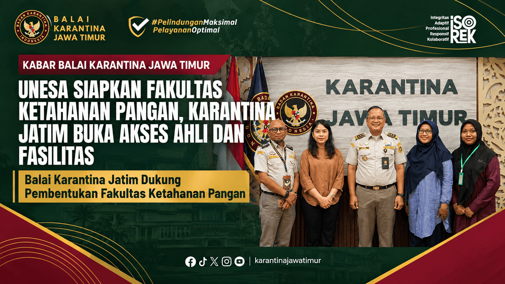 Unesa Siapkan Fakultas Ketahanan Pangan, Karantina Jatim Buka Akses Ahli dan Fasilitas
