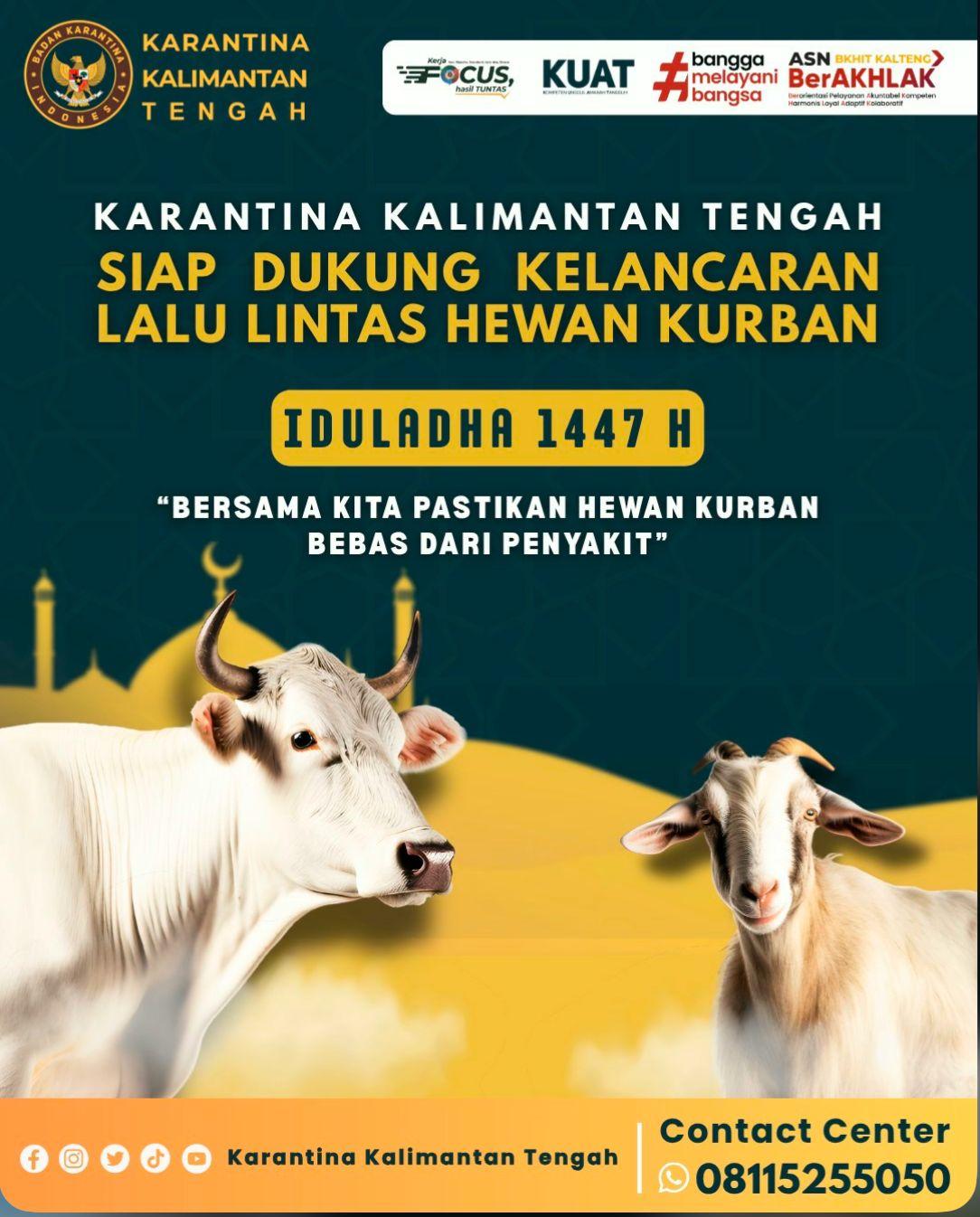 Karantina Kalteng Siap Mendukung Kelancaran Lalu Lintas Hewan Kurban