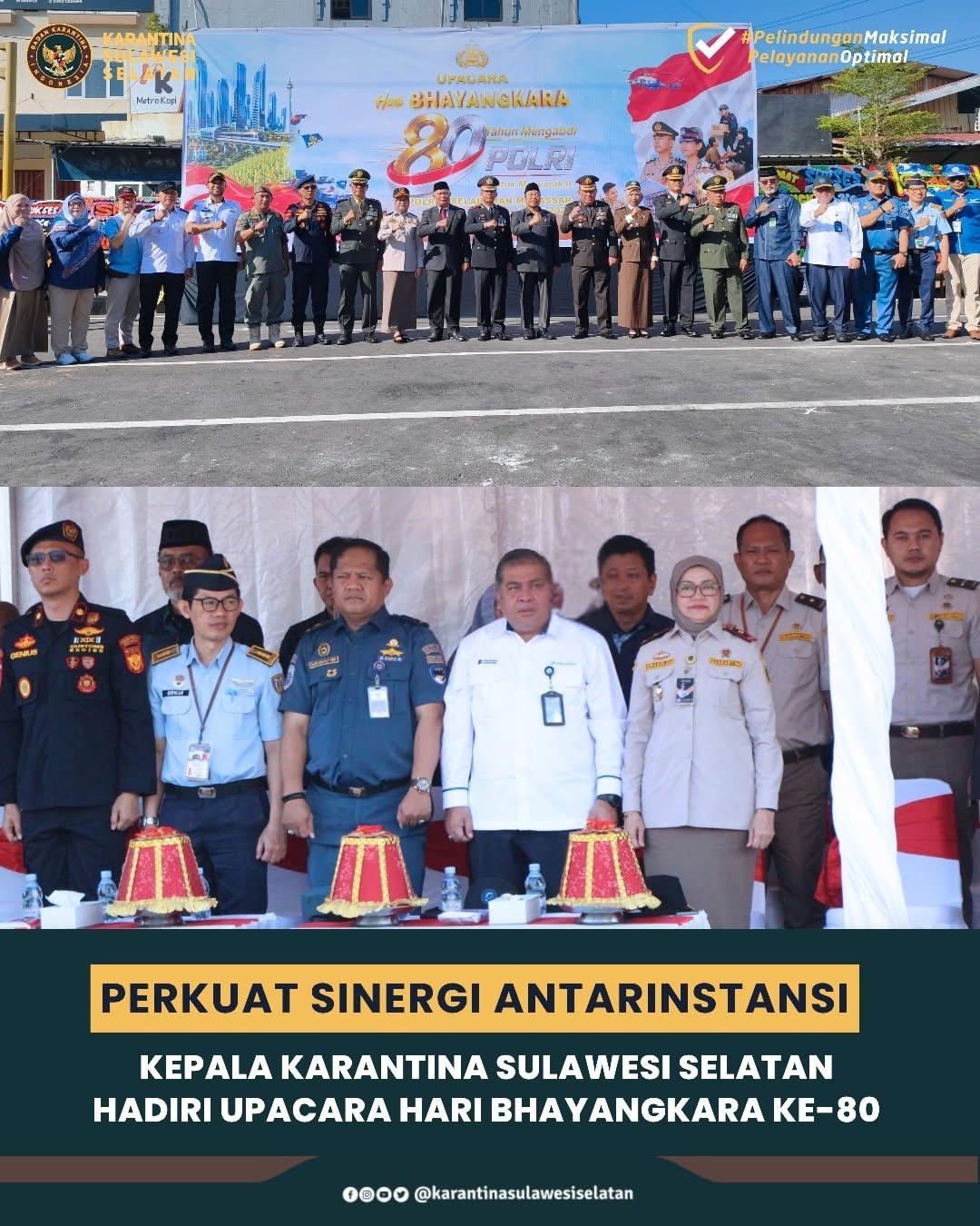 Perkuat Sinergi Antarinstansi, Kepala Karantina Sulawesi Selatan Hadiri Upacara Hari Bhayangkara ke-80