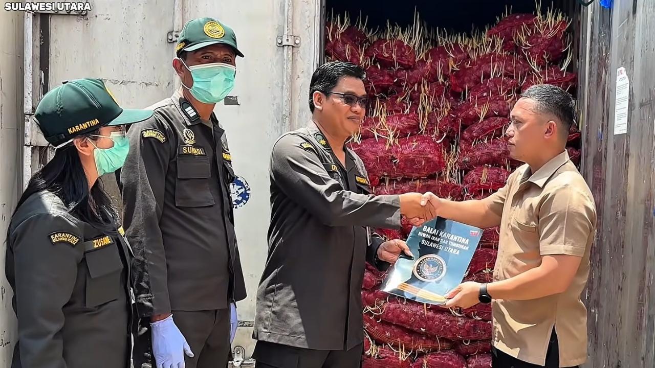 Barantin Tolak Masuk 30 Ton Bawang Merah Busuk, Berjamur dan bertunas Masuk Ke SULUT